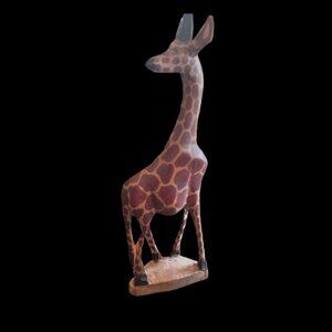 Giraffe Carved Wooden‎ Statue Kenya African Safari Animal